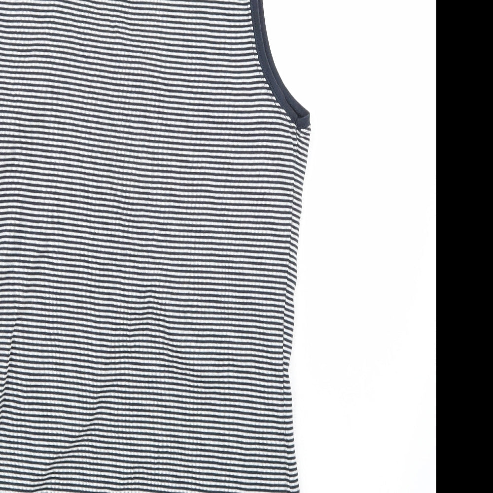 Marks and Spencer Womens White Striped  Basic Tank Size 18