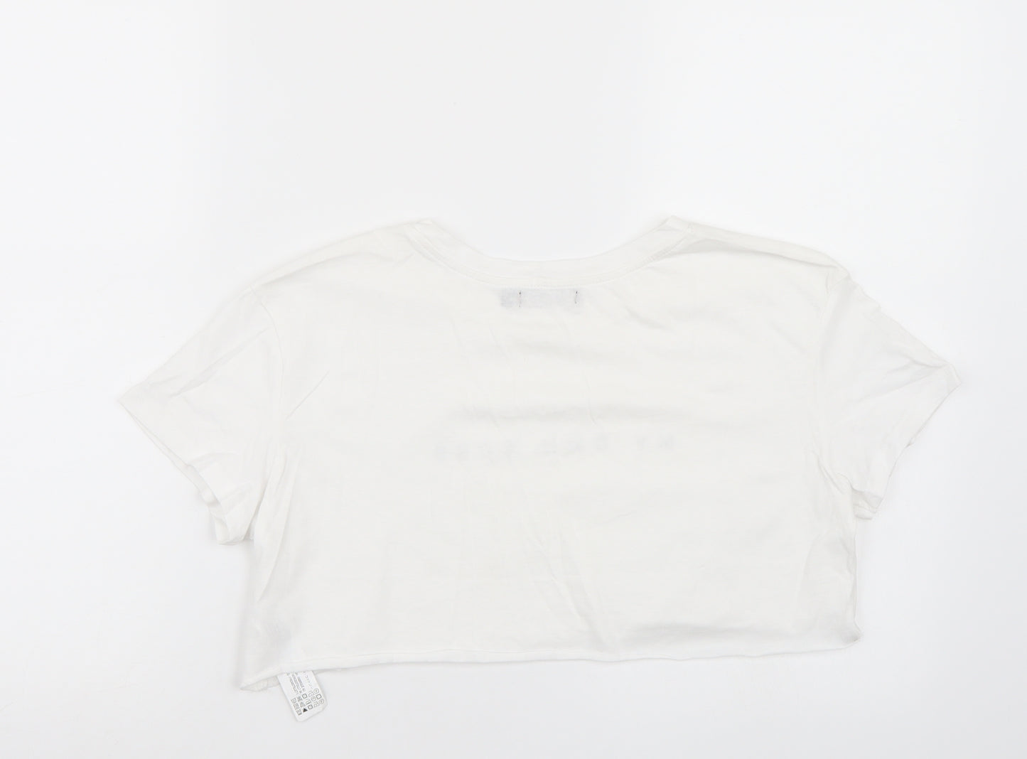 Bershka Womens White   Cropped T-Shirt Size S