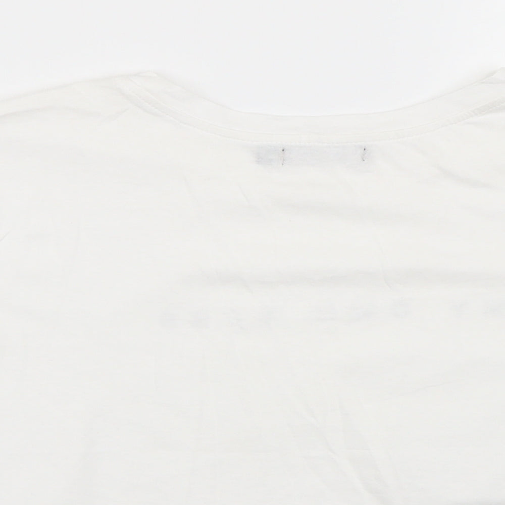 Bershka Womens White   Cropped T-Shirt Size S