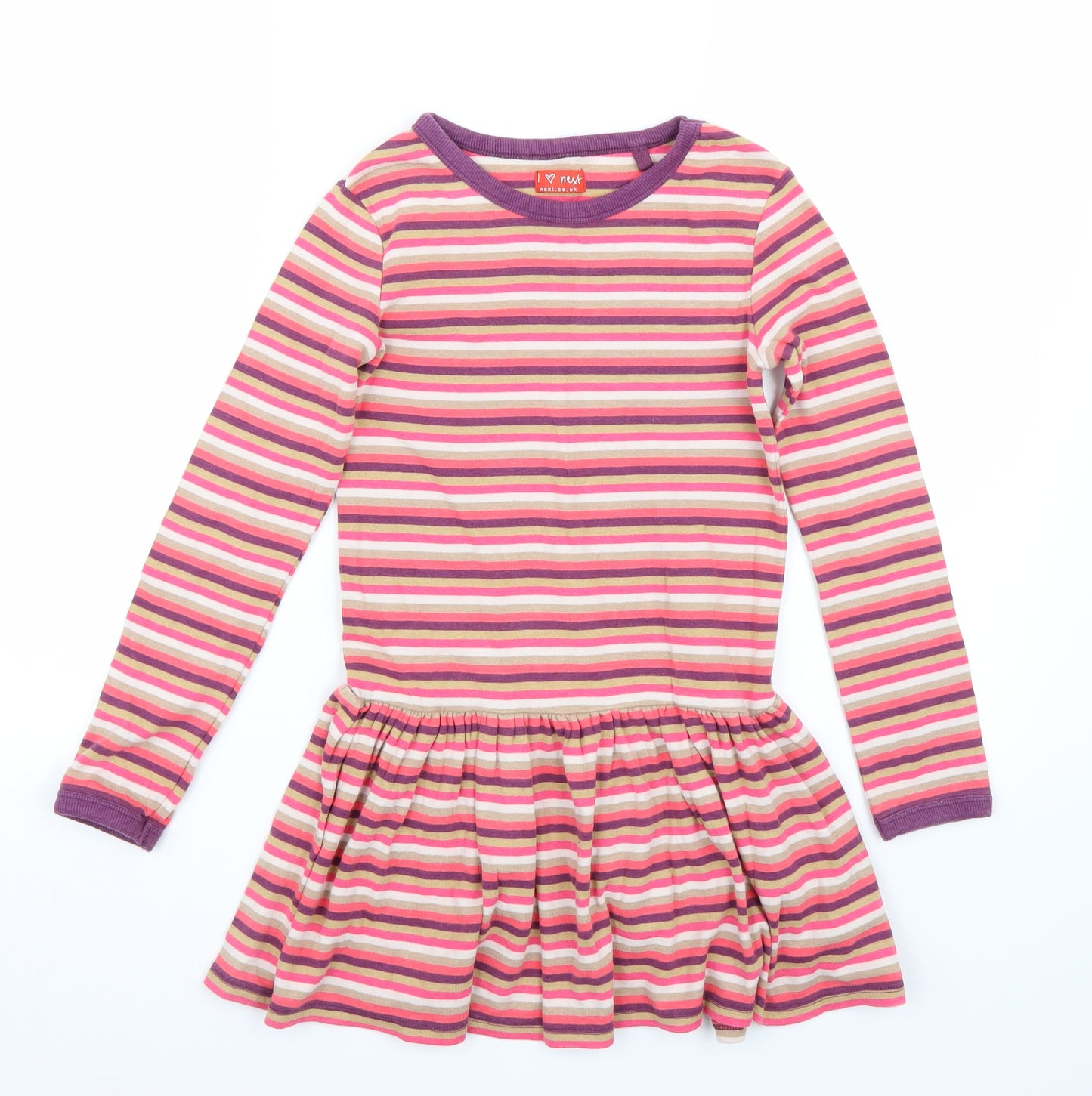 NEXT Girls Pink Striped  Basic T-Shirt Size 9 Years