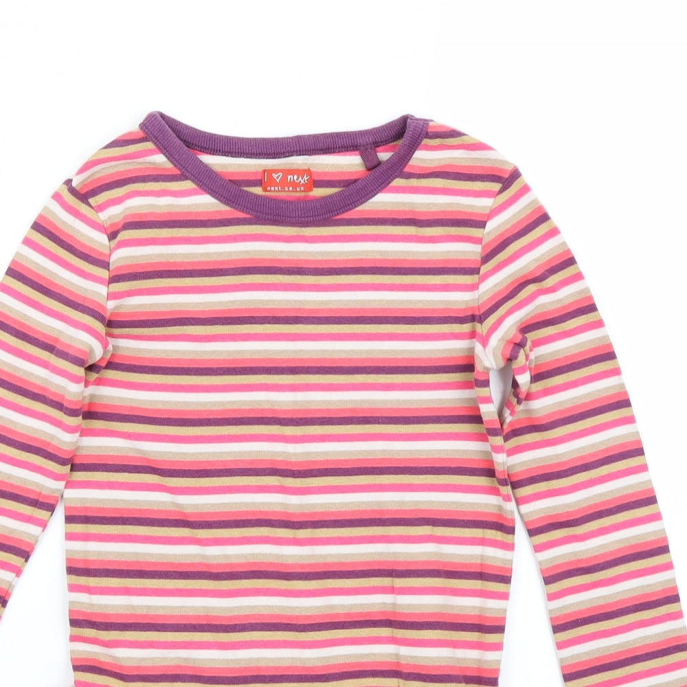 NEXT Girls Pink Striped  Basic T-Shirt Size 9 Years