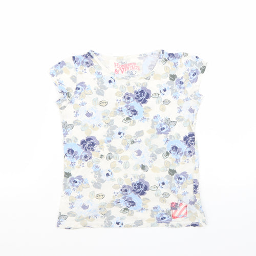 NEXT Girls White Floral  Basic T-Shirt Size 7 Years