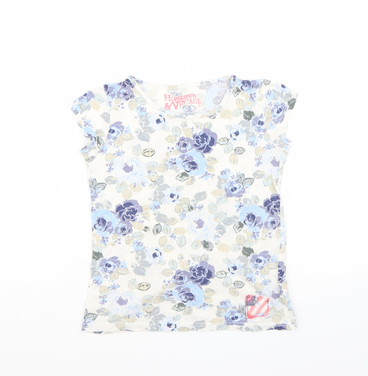 NEXT Girls White Floral  Basic T-Shirt Size 7 Years