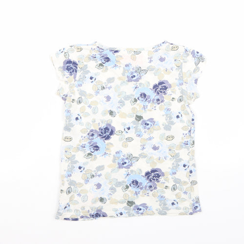 NEXT Girls White Floral  Basic T-Shirt Size 7 Years
