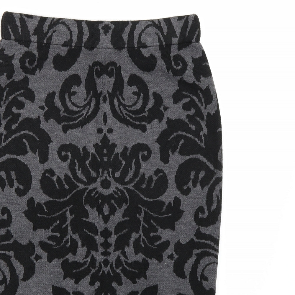 Marks and Spencer Womens Grey Floral  A-Line Skirt Size S