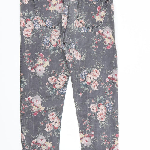 Here & There Womens Grey Floral  Skinny Jeans Size 28 L27 in