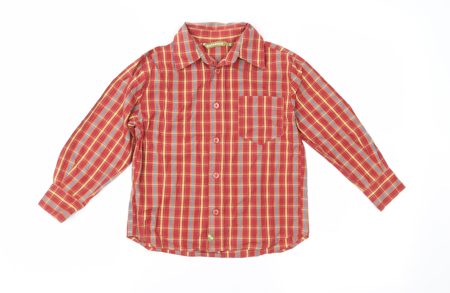 Matarello Boys Red Check  Basic Button-Up Size 5 Years