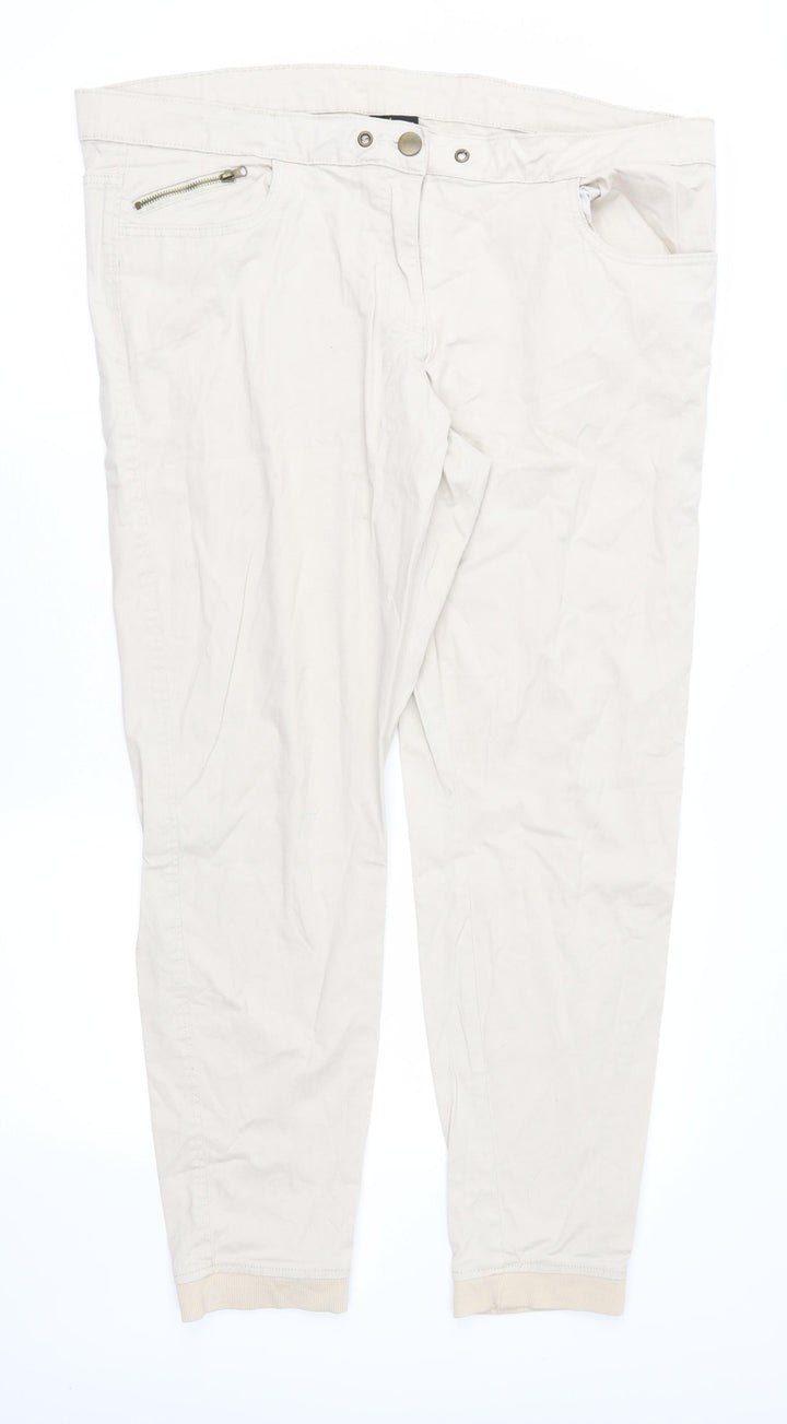 Janina Womens Beige Chino Trousers Size 18 L28 in