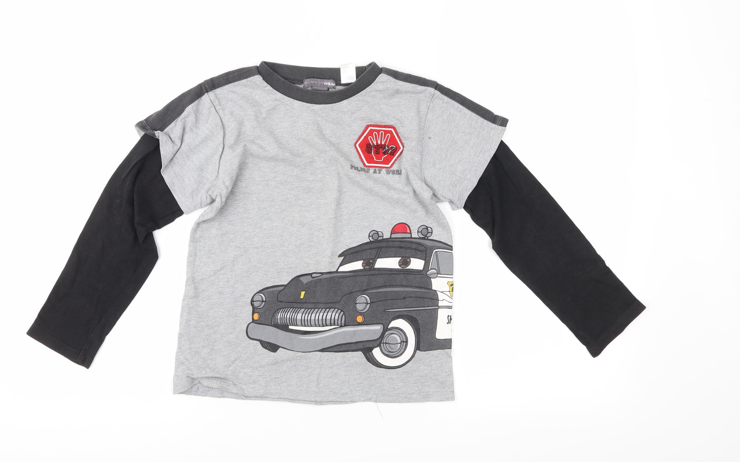 H&M Boys Grey  Jersey Basic T-Shirt Size 5-6 Years  - Cars Disney Pixar