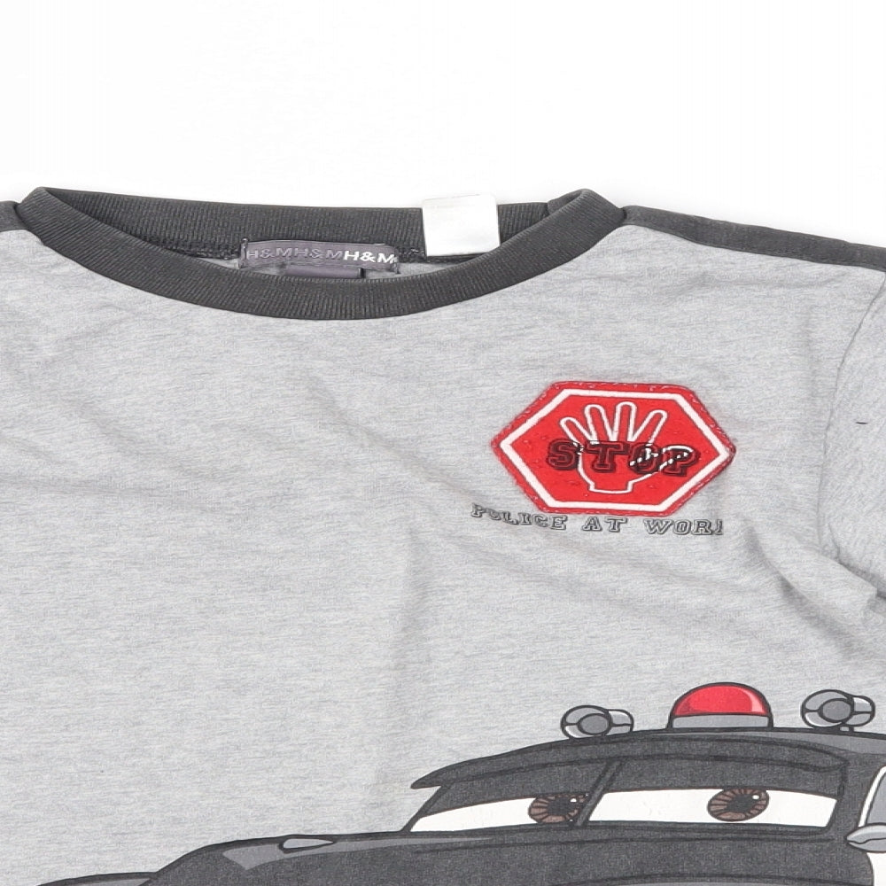 H&M Boys Grey  Jersey Basic T-Shirt Size 5-6 Years  - Cars Disney Pixar