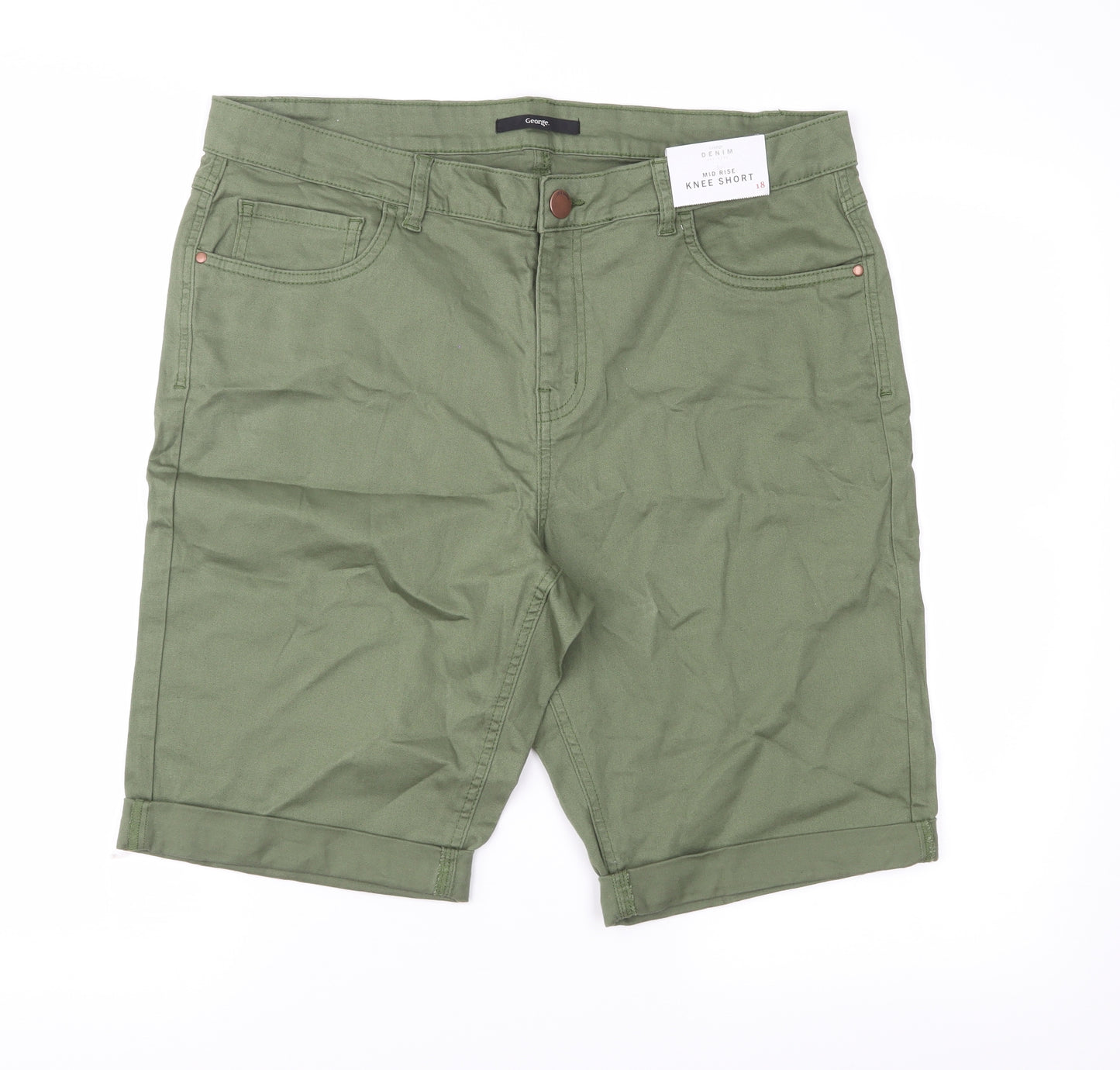 George Womens Green  Denim Chino Shorts Size 18