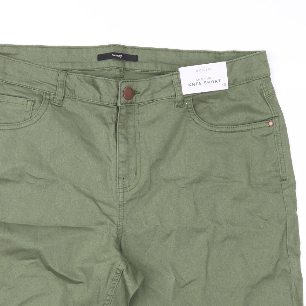 George Womens Green  Denim Chino Shorts Size 18