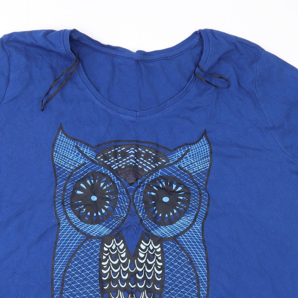 Sheego Womens Blue  Jersey Basic T-Shirt Size 22  - Owl
