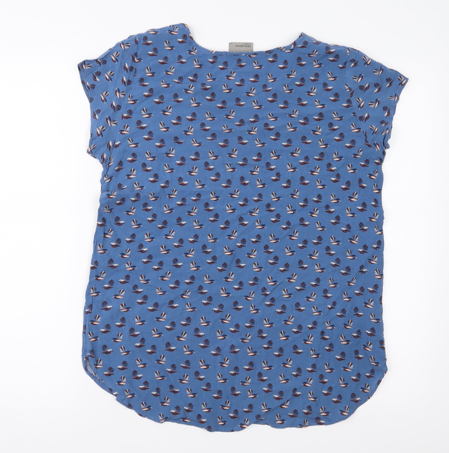 Vera Moda Womens Blue Geometric  Basic Blouse Size 12