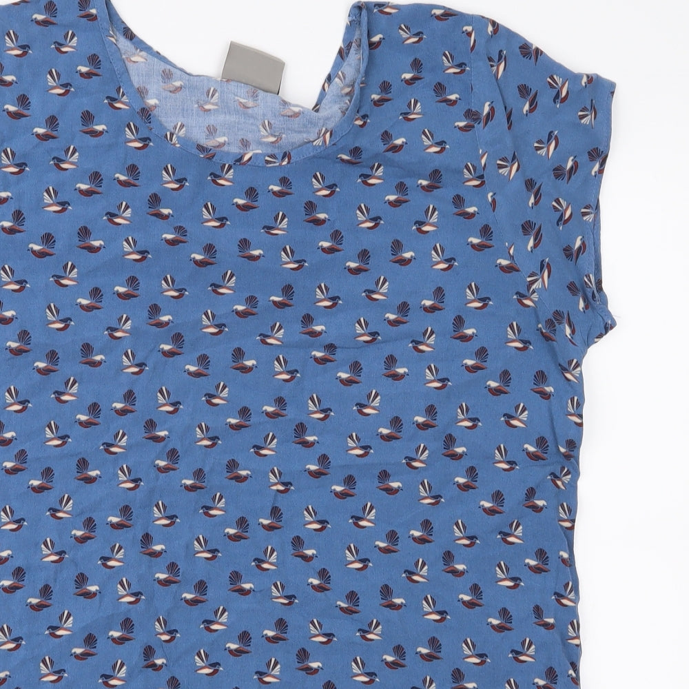 Vera Moda Womens Blue Geometric  Basic Blouse Size 12
