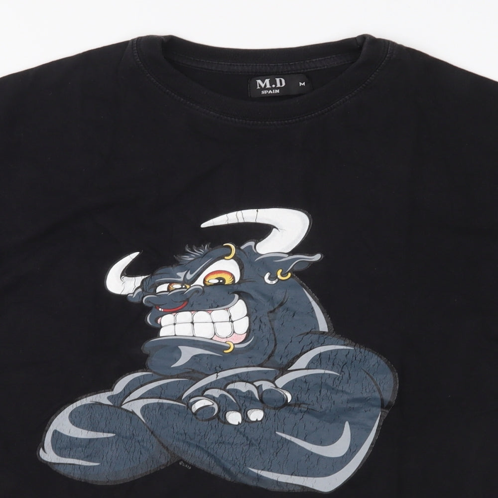 M.D Mens Black  Jersey  T-Shirt Size M