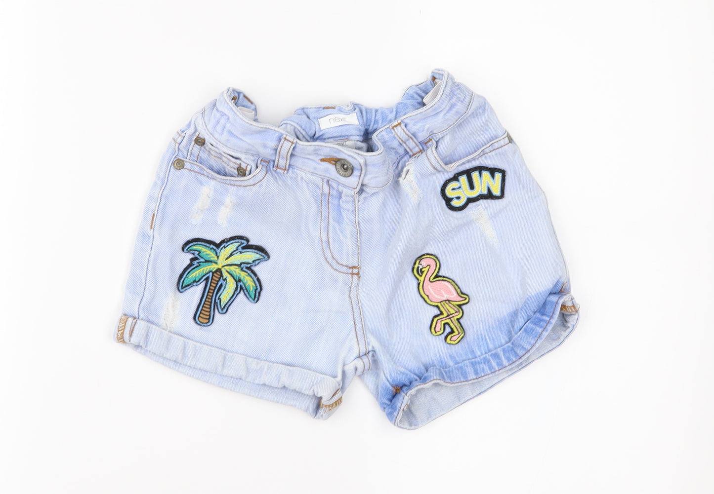 NEXT Girls Blue  Denim Mom Shorts Size 7 Years - Distressed