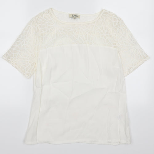 Papaya Womens White Geometric  Basic T-Shirt Size 10