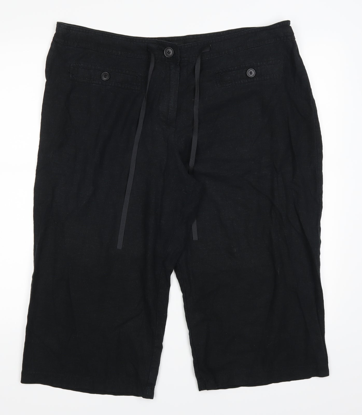 Marks and Spencer Womens Black   Cropped Trousers Size 18 L20 in