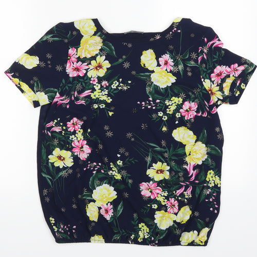 Ppaya Womens Blue Floral  Basic T-Shirt Size 10