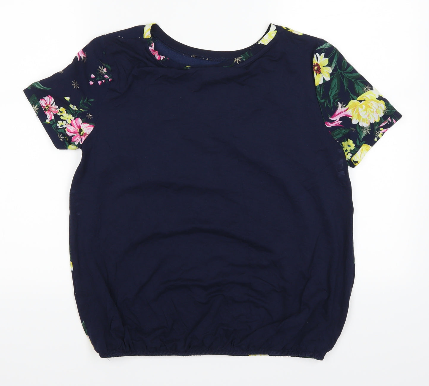 Ppaya Womens Blue Floral  Basic T-Shirt Size 10