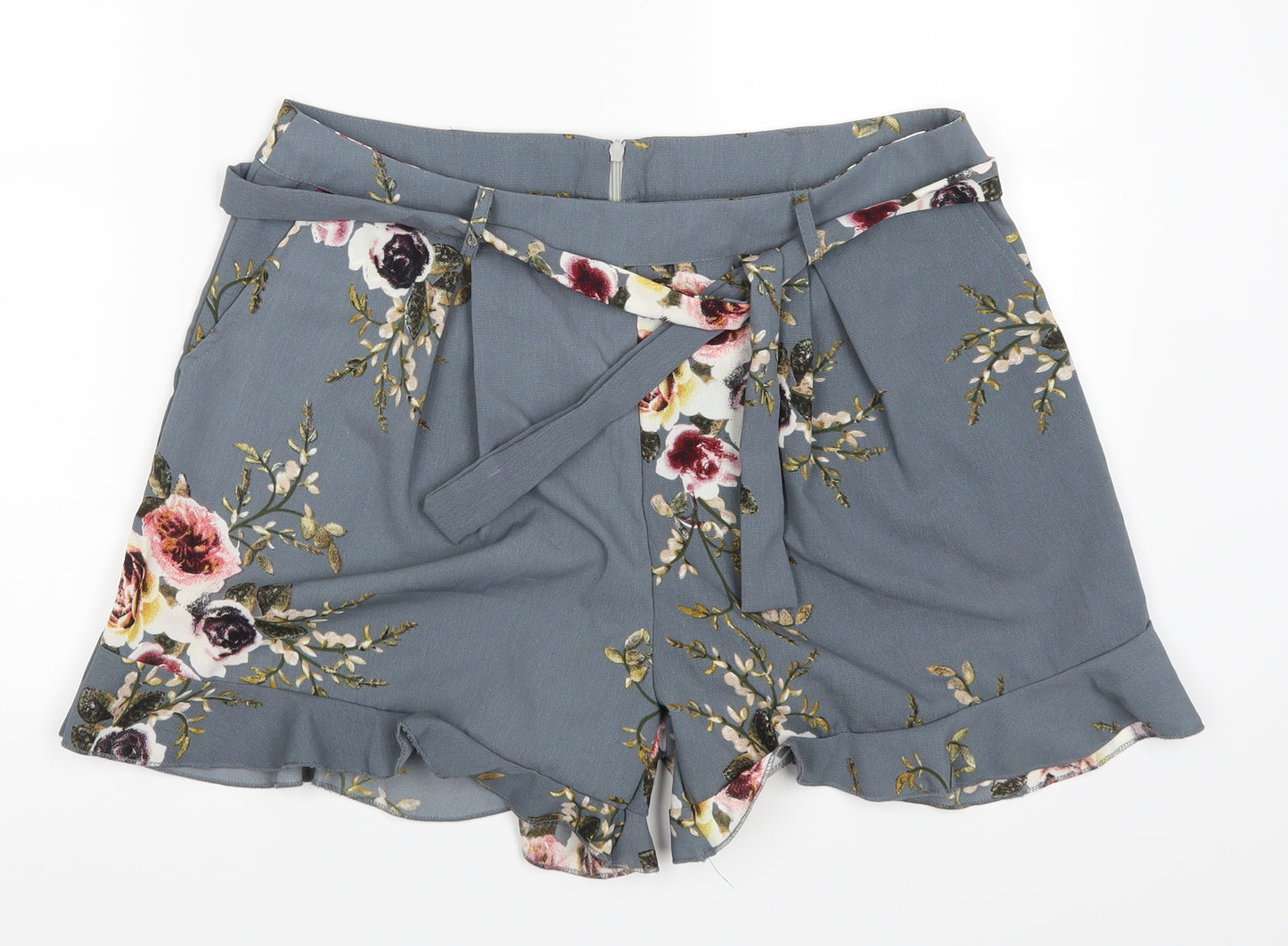 Preworn Womens Blue Floral  Mom Shorts Size 32 in