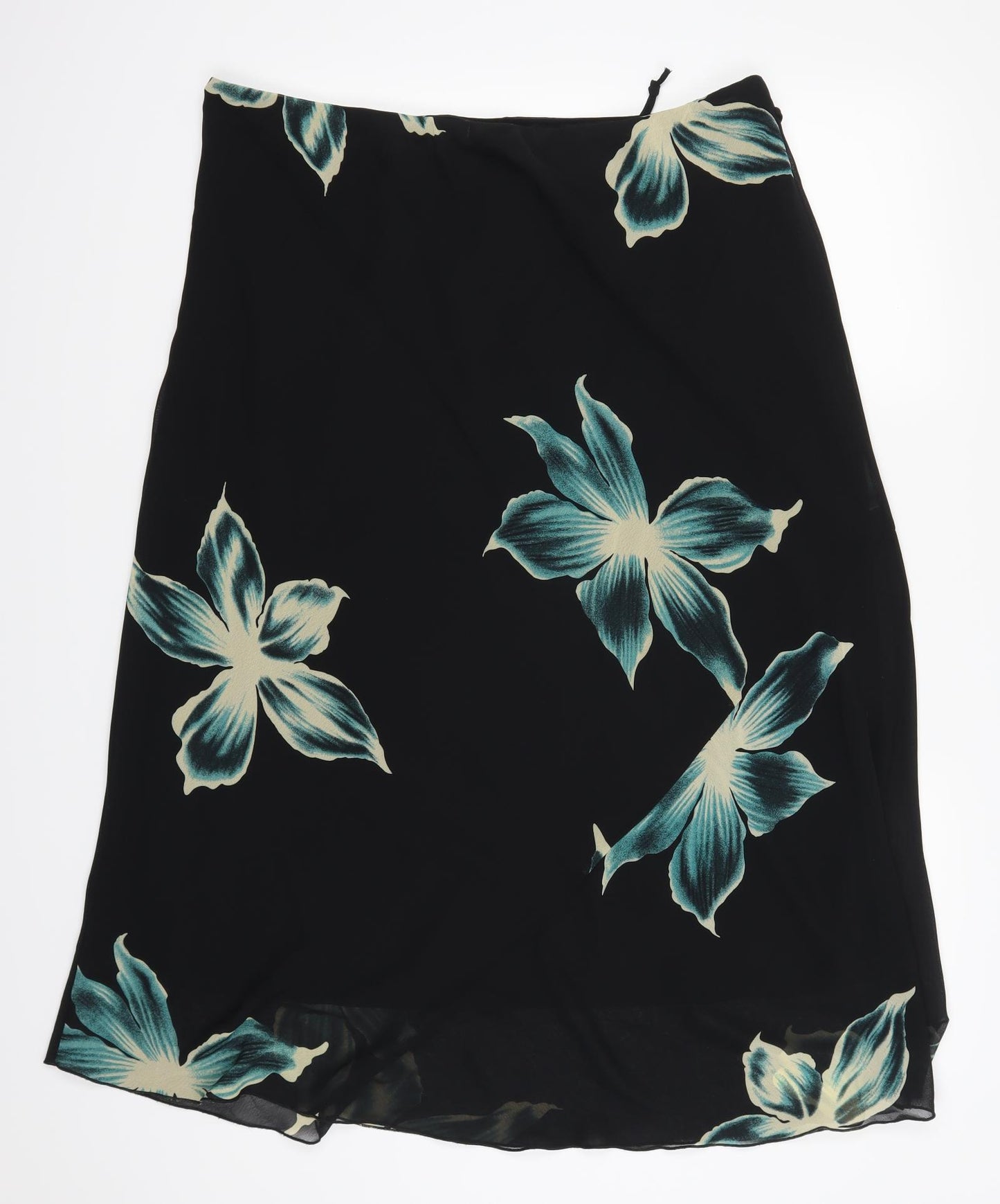 Preworn Womens Black Floral  A-Line Skirt Size 24