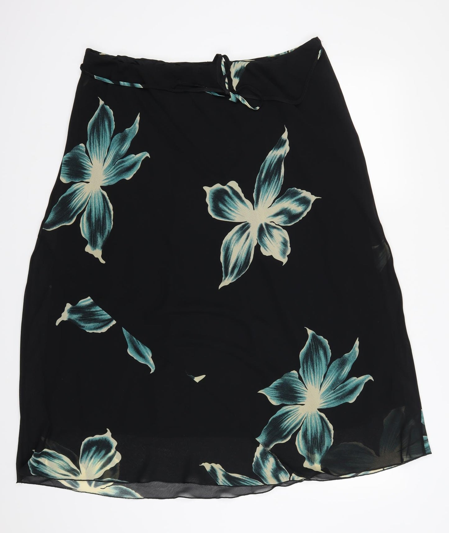 Preworn Womens Black Floral  A-Line Skirt Size 24