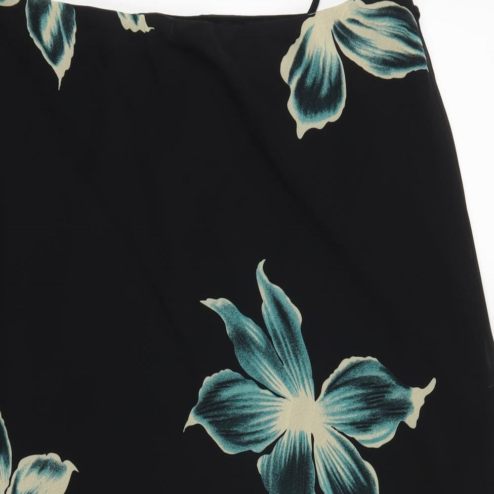 Preworn Womens Black Floral  A-Line Skirt Size 24