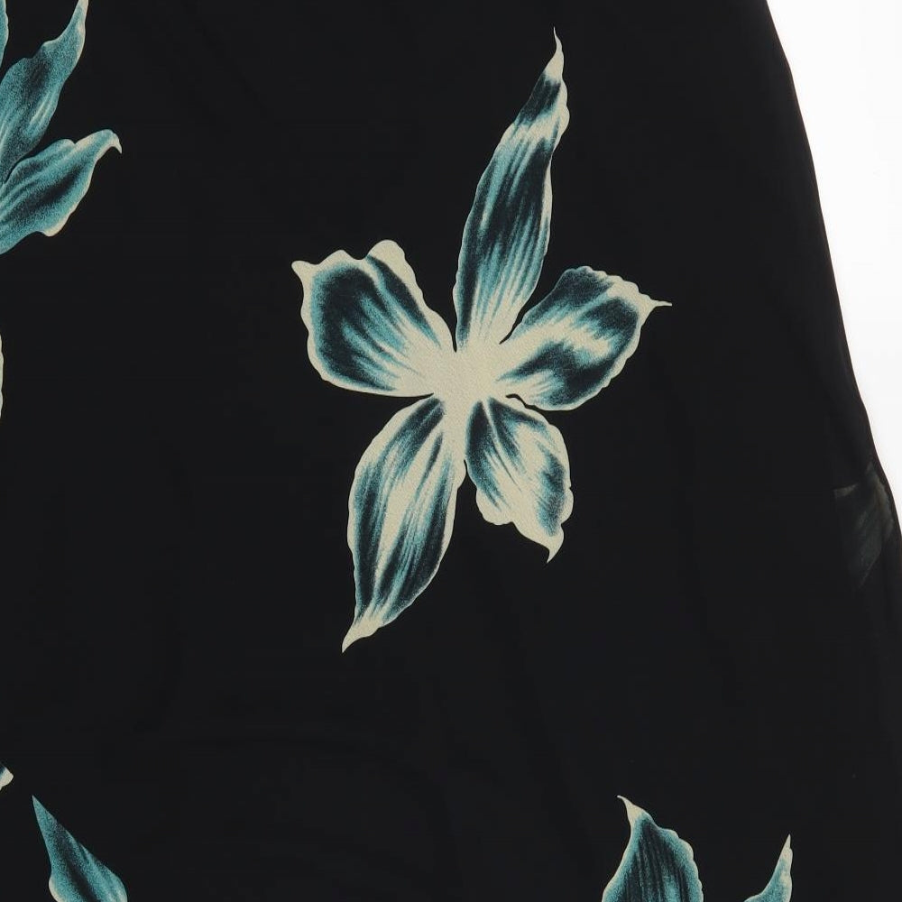 Preworn Womens Black Floral  A-Line Skirt Size 24