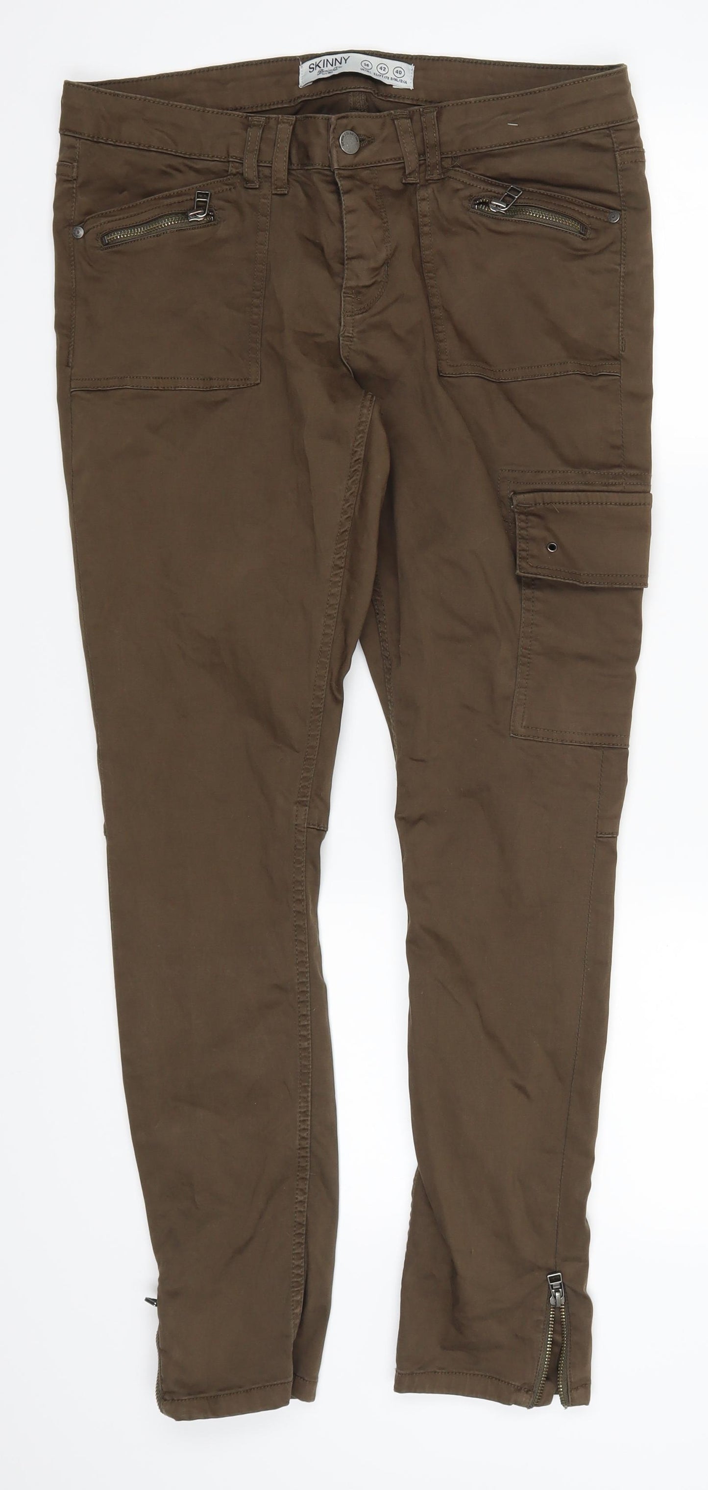 Denim Co Womens Brown   Cargo Trousers Size 14 L29 in