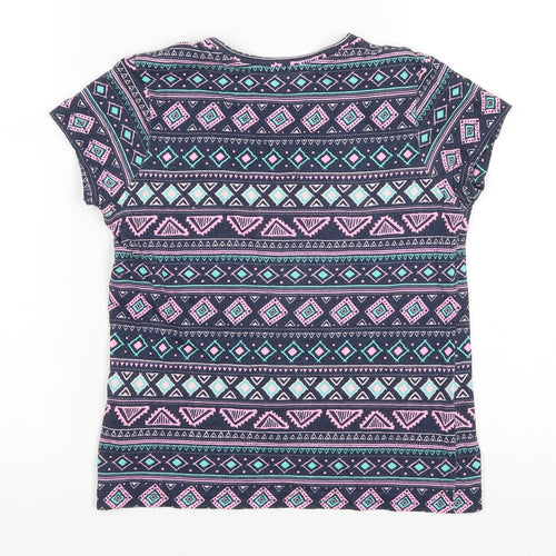 Yooung Dimension Girls Blue Geometric  Basic T-Shirt Size 8-9 Years