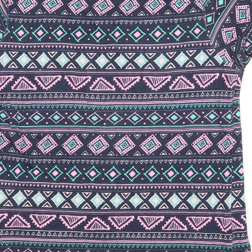Yooung Dimension Girls Blue Geometric  Basic T-Shirt Size 8-9 Years