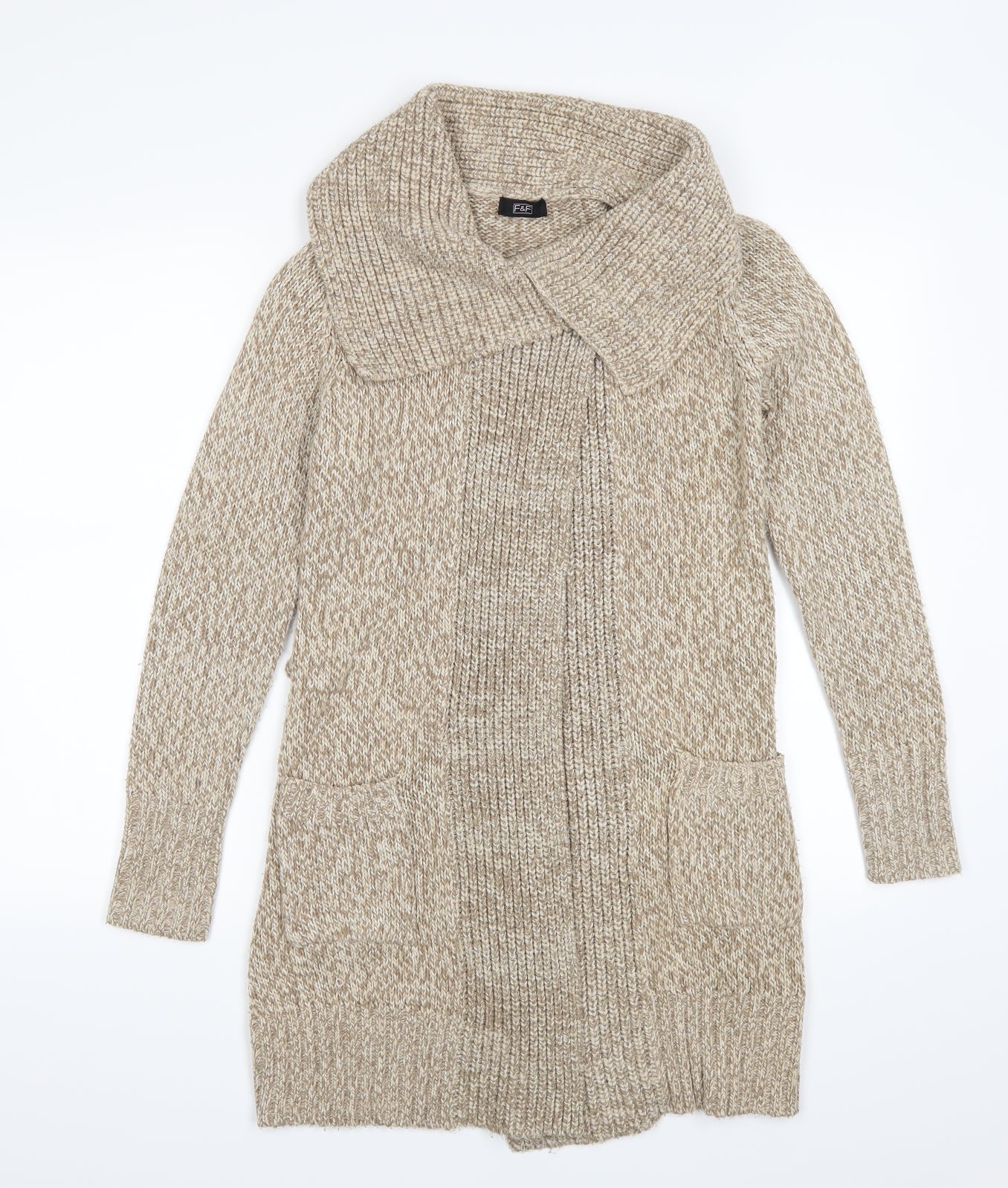 F&F Womens Beige   Cardigan Jumper Size 8
