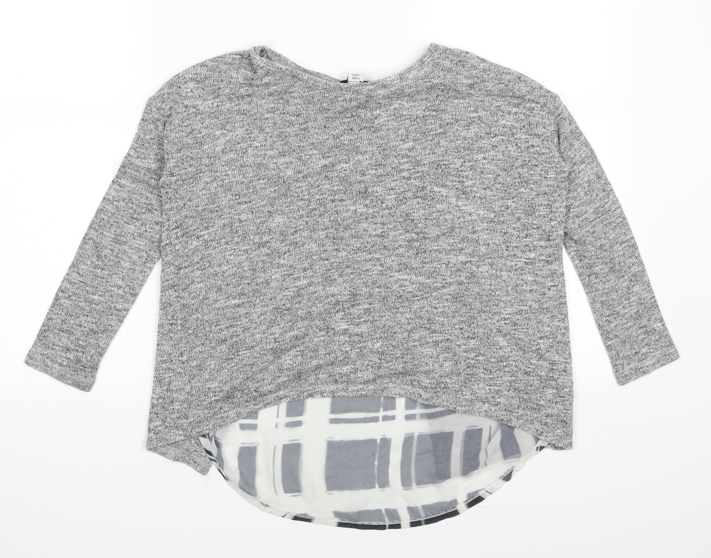 River Island Girls Grey Check  Basic T-Shirt Size 9-10 Years