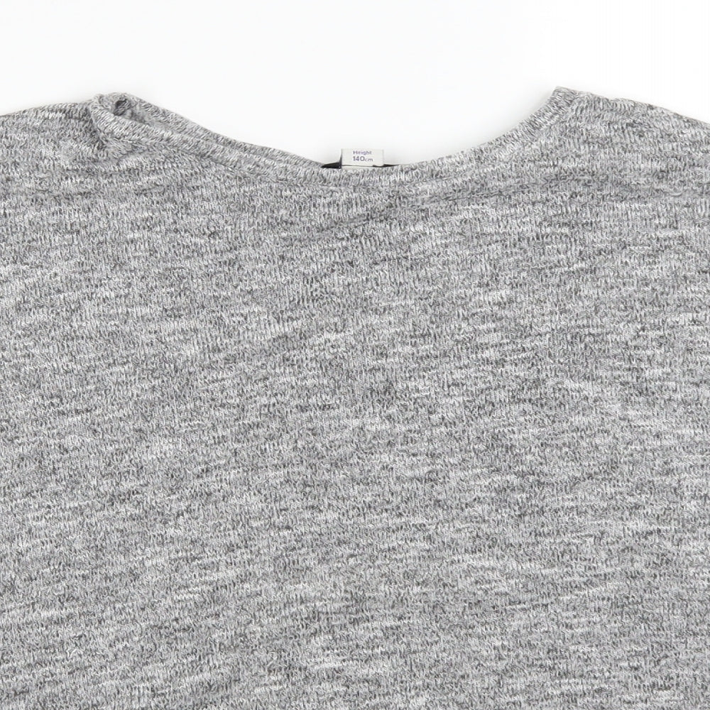 River Island Girls Grey Check  Basic T-Shirt Size 9-10 Years