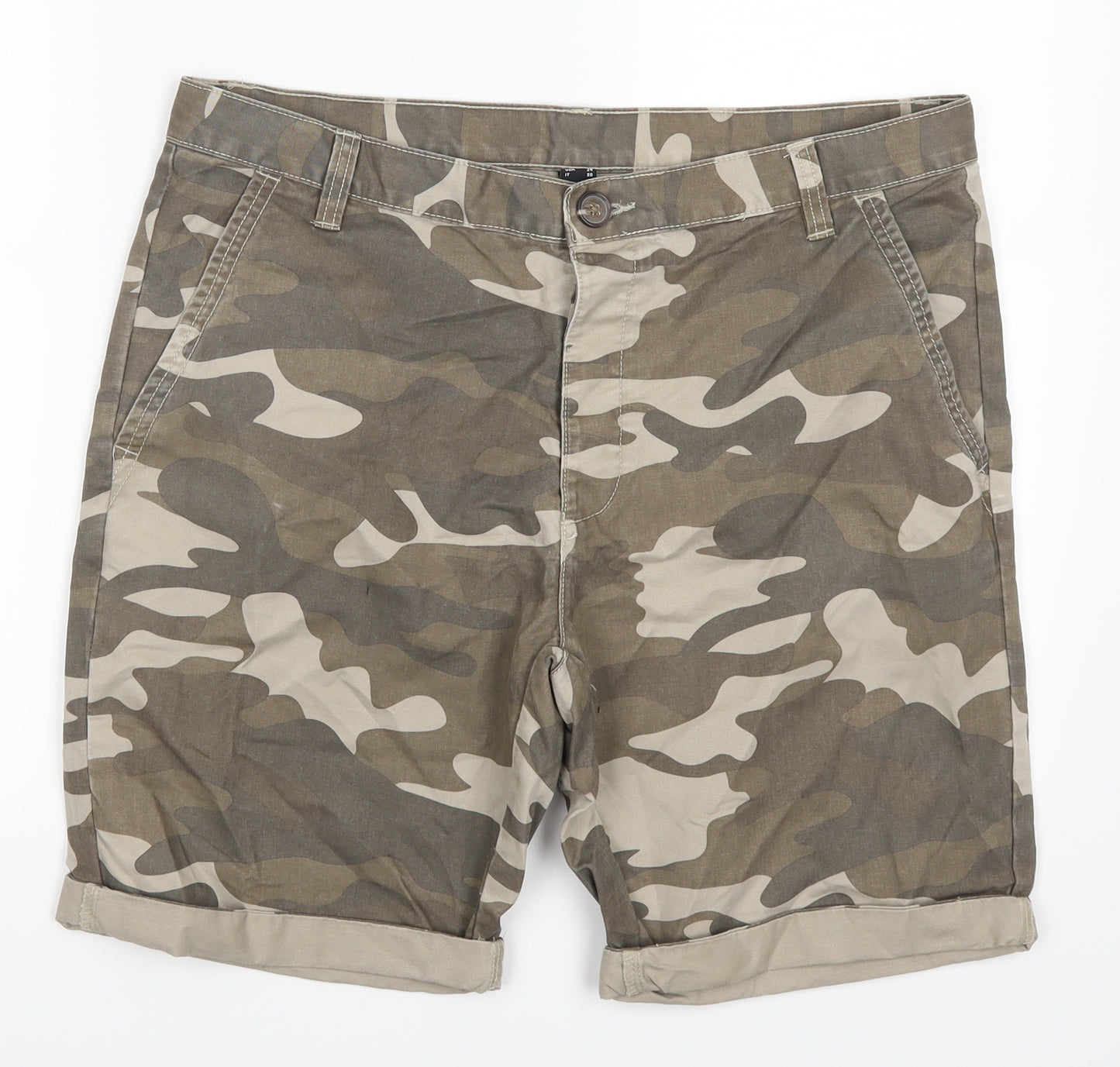 Cedarwood State Mens Brown Camouflage  Biker Shorts Size 34