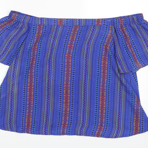 New Look Womens Blue Striped  Basic Blouse Size 12