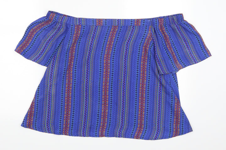 New Look Womens Blue Striped  Basic Blouse Size 12