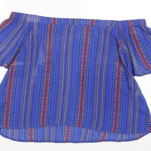 New Look Womens Blue Striped  Basic Blouse Size 12