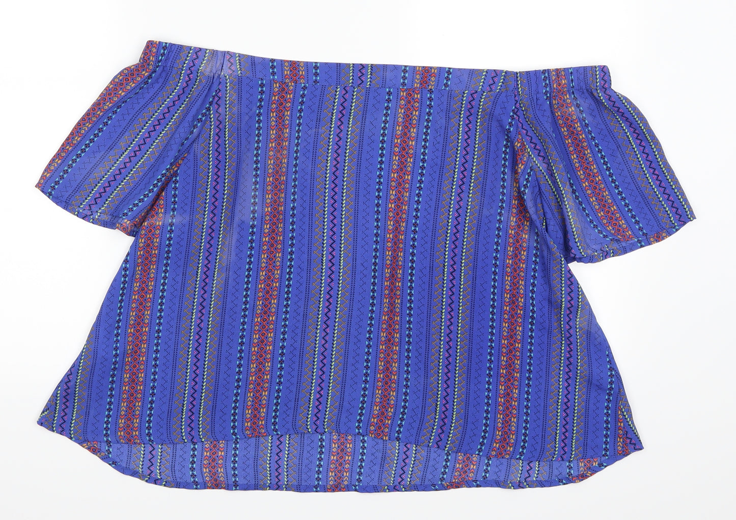 New Look Womens Blue Striped  Basic Blouse Size 12