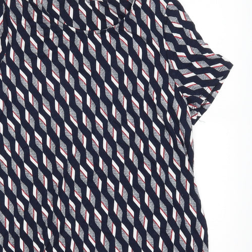 TU Womens Blue Geometric  Basic T-Shirt Size 8