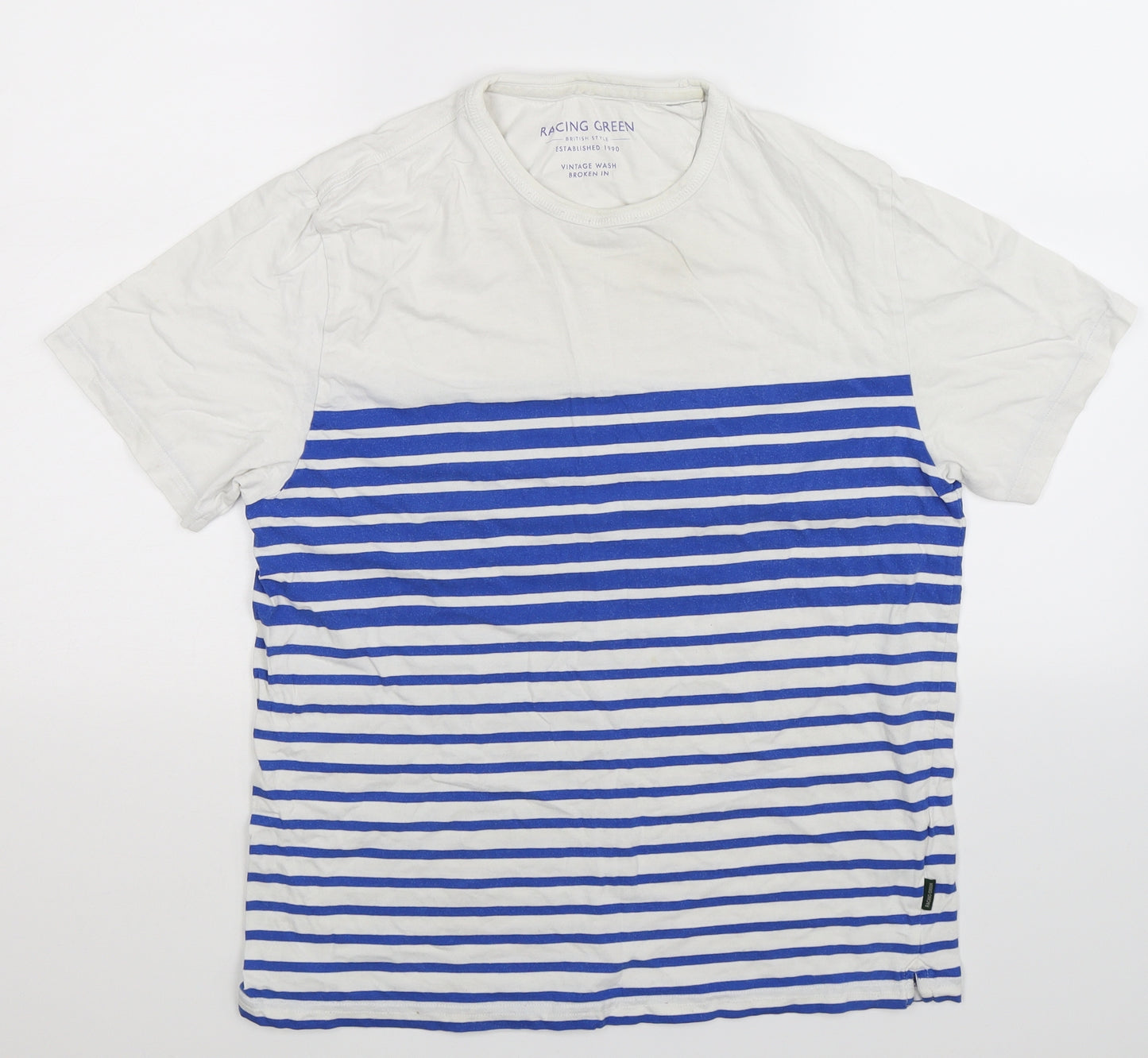 Racing Green Mens Multicoloured Striped   T-Shirt Size M
