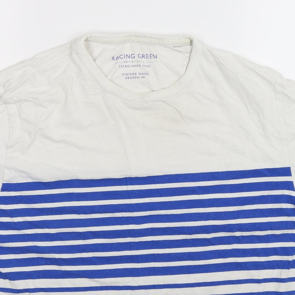 Racing Green Mens Multicoloured Striped   T-Shirt Size M