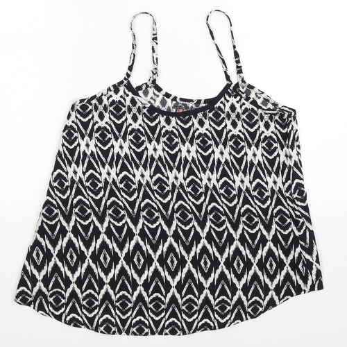 QED London Womens Black Geometric  Basic Tank Size 10