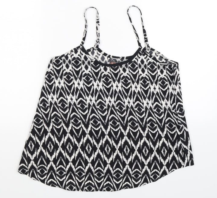 QED London Womens Black Geometric  Basic Tank Size 10