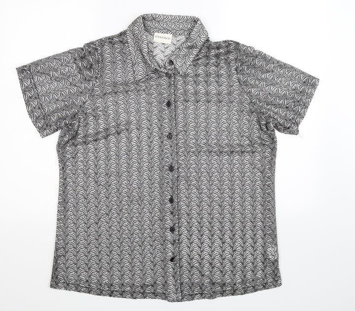 essence Womens Grey  Knit Basic Button-Up Size 16