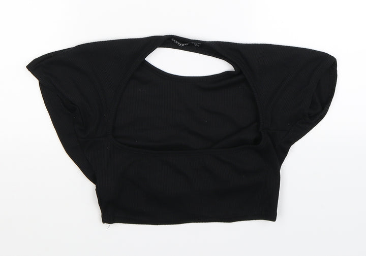 Nasty Gal Womens Black Cropped T-Shirt Size 10