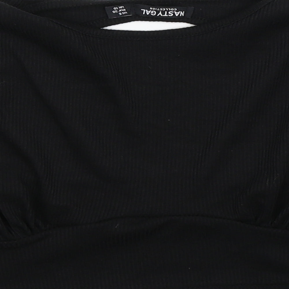 Nasty Gal Womens Black   Cropped T-Shirt Size 10