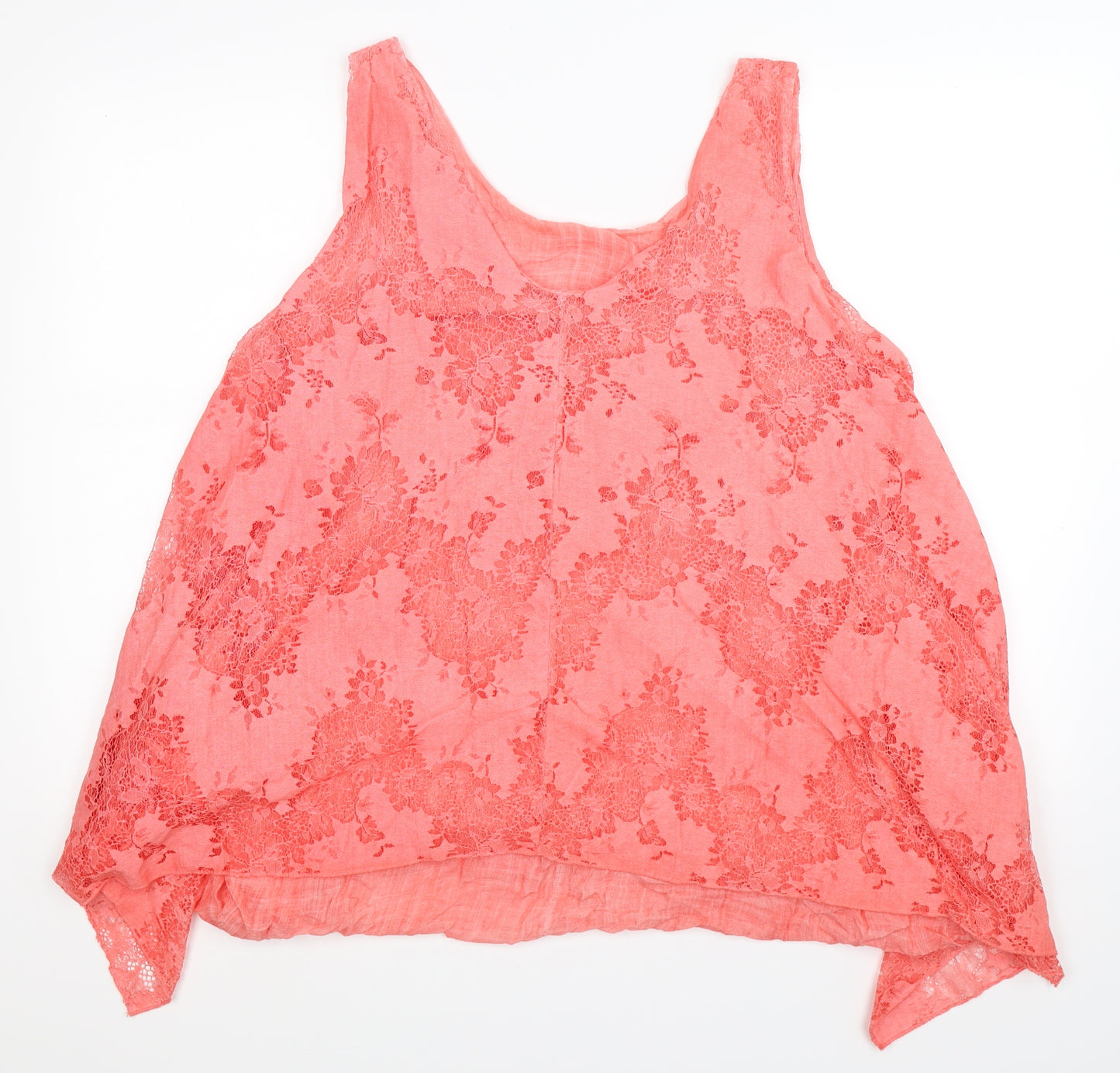 Preworn Womens Pink Floral  Basic Blouse Size L